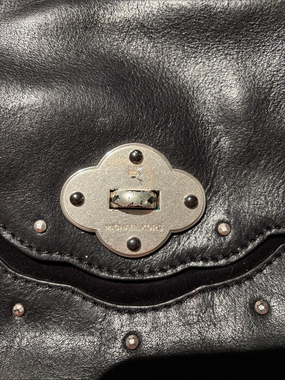 Classic Black Leather/Suede Shoulder Bag - Picture 2 of 7